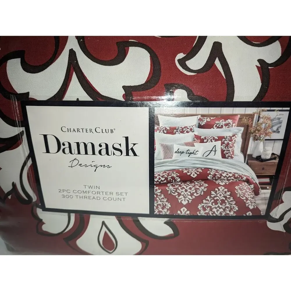 Charter Club Damask Designs Outline Damask Comforter Set 2pc 300 Thread ct Twin